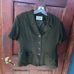 Vintage Le Suit Dark olive Blazer with Short Sleeves